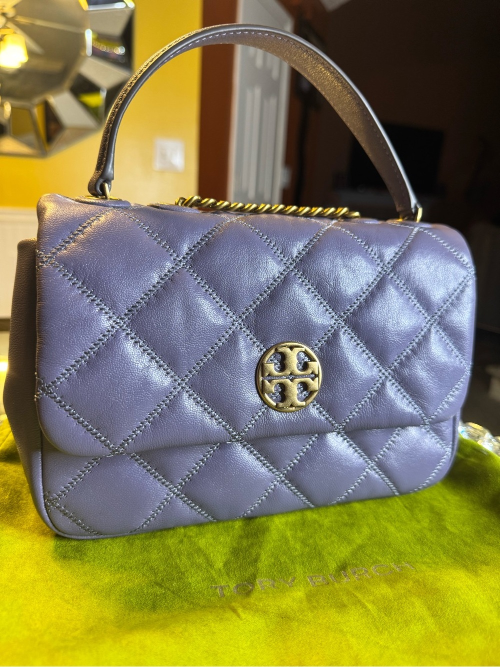 NWOT Tory Burch Willa Soft Quilt Small Shoulder Bag in Lavender.